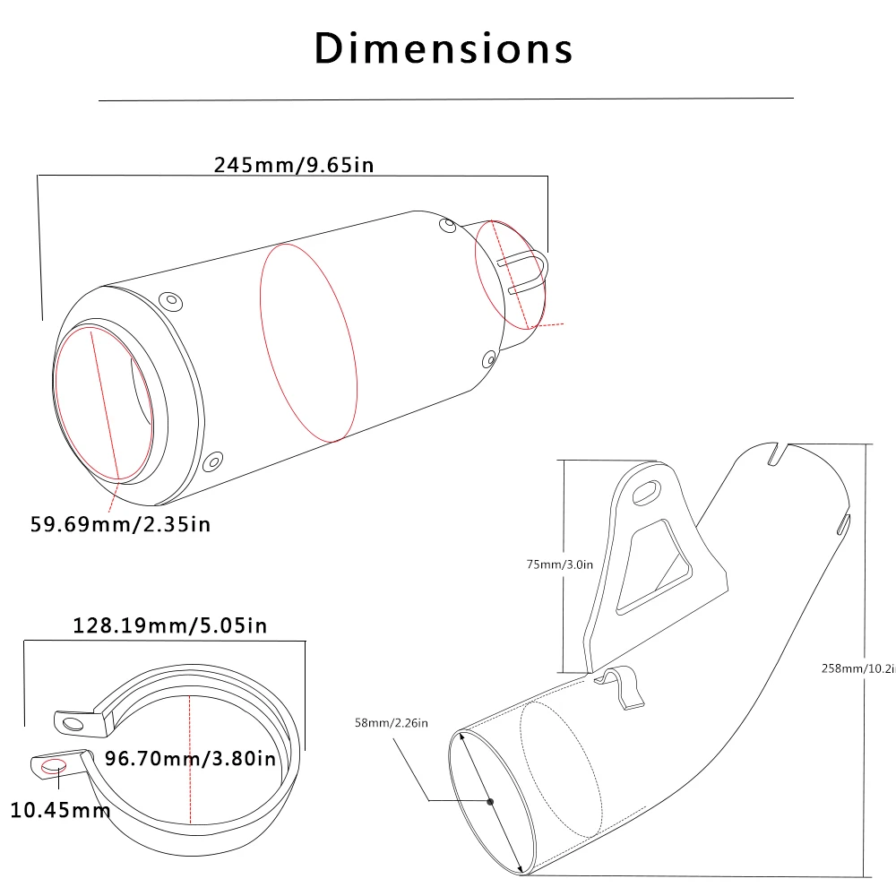 Гоночная 61 мм выхлопная труба для мотоцикла средней длины и торцевая BMW S1000RR 2009 2010