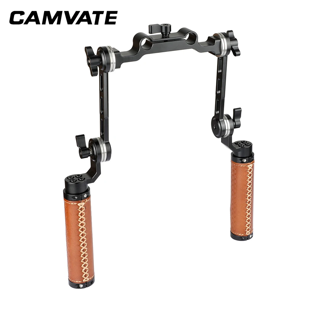CAMVATE arri Rosette двойная рукоятка с регулируемым удлинителем для DV видеокамеры ручной наплечный держатель C2073