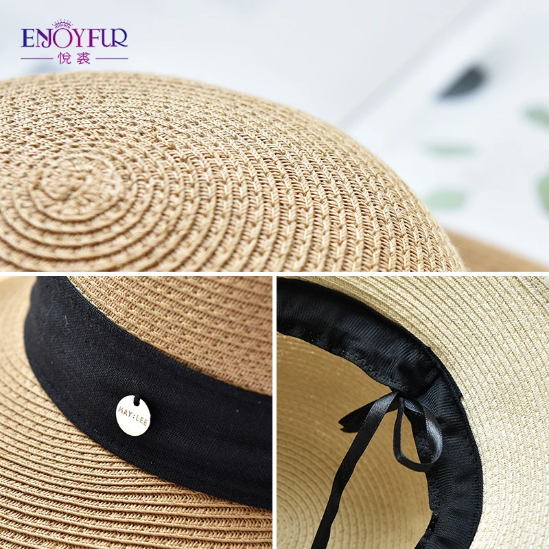ENJOYFUR бумажные солнцезащитные шляпы для лета Packable пляжные кепки с бантом узел