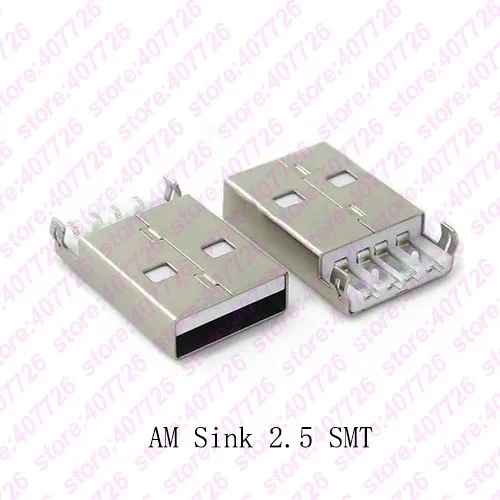 Sink 2.5 SMT White 10 штук в наборе USB 2,0 разъем Тип мужской разъем USB AM 4pin раковина 2,5 SMT/раковина 1,2 DIP кабеля пайки - Цвет: Sink 2.5 SMT White