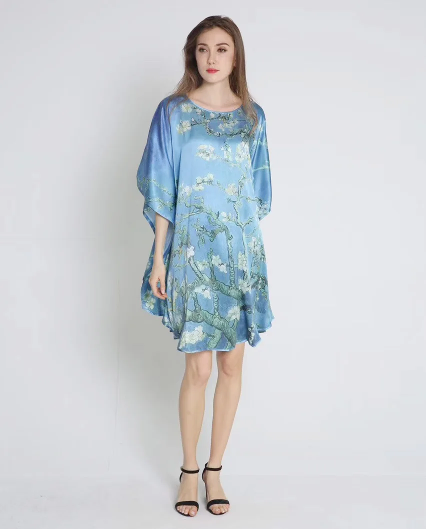 

100% Silk Satin Dress Natural Mulberry Silk Women Dresses Plus Size Organic Fabric Home Dresses Factory Direct Wholesale