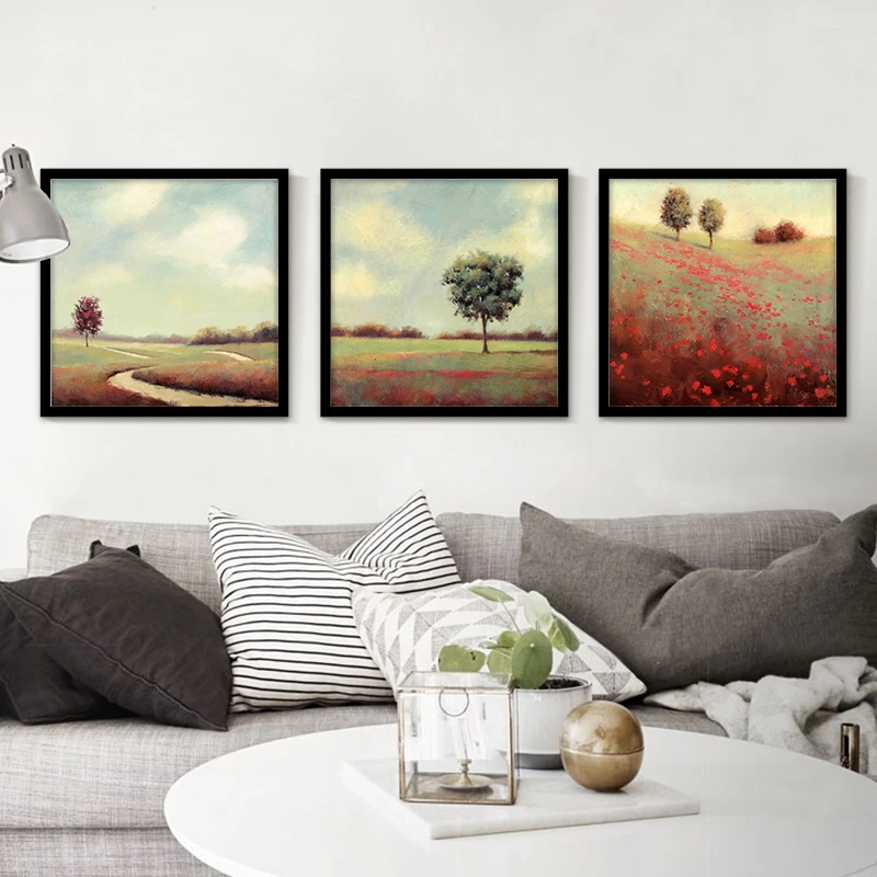 2021 Лидер продаж Триптих Пейзаж Wall Art декоративные без рамки Скандинавская
