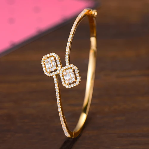 H063B Gold GODKI модный роскошный Штабелируемый браслет для женщин свадебный Полный AAA кубический циркон Кристалл CZ Дубай Серебряный Браслет вечерние ювелирные изделия - Окраска металла: H063B Gold