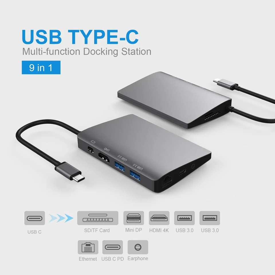 DZLST USB C док станция для ноутбука к Mini DP RJ45 Gigabit LAN HDMI 4K 3 0 Type PD Macbook Pro SAMSUNG S9/S8