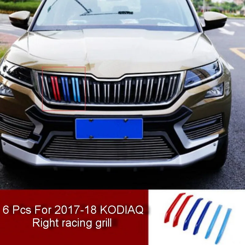 Наклейки Tonlinker для SKODA KAROQ/KODIAQ-18, автомобильный Стайлинг, 3-6 шт., АБС-пластик, гоночная декоративная решетка, чехол, наклейки - Цвет: 6 PCS