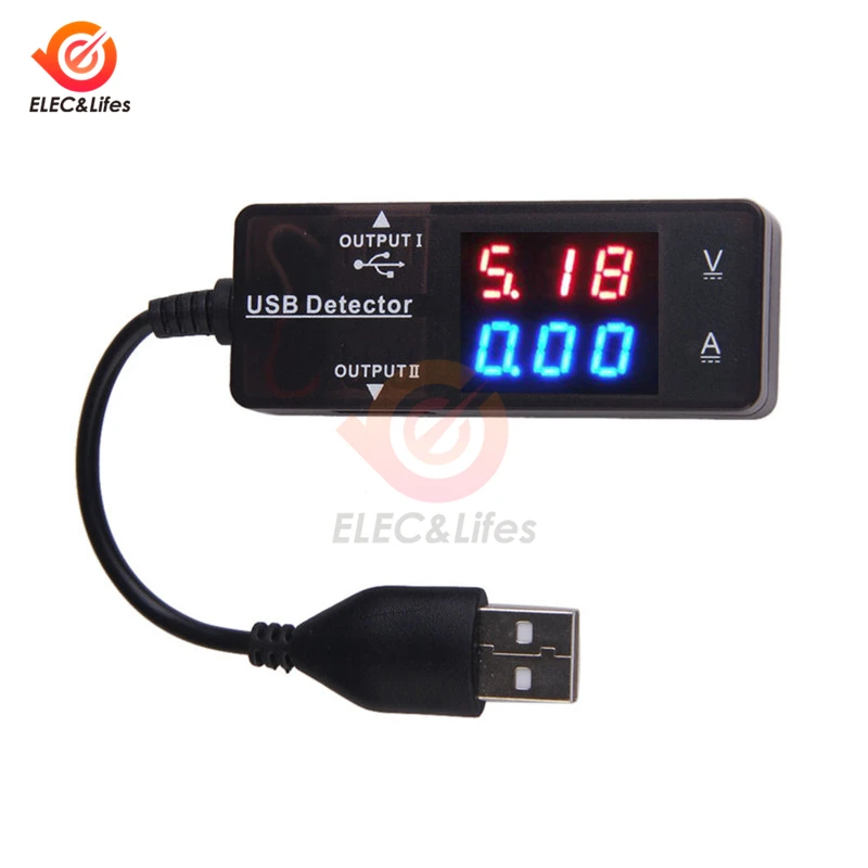 Red + Blue Dual LED Display USB Ammeter Voltmeter digital Electronic Voltage Current Detection Meter Charger Doctor Measure | Инструменты