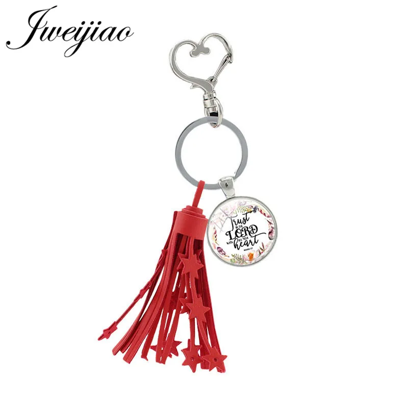 JWEIJIAO красный Tassel Pendant пс текстами и сюжетами из Библии изображением Иисуса Христа