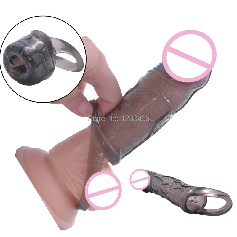 Silicone Penis Sleeve Enlargement Condoms for Men Extension Sleeves Adults Intimate Goods Reusable Cock Ring Sex Products | Красота и