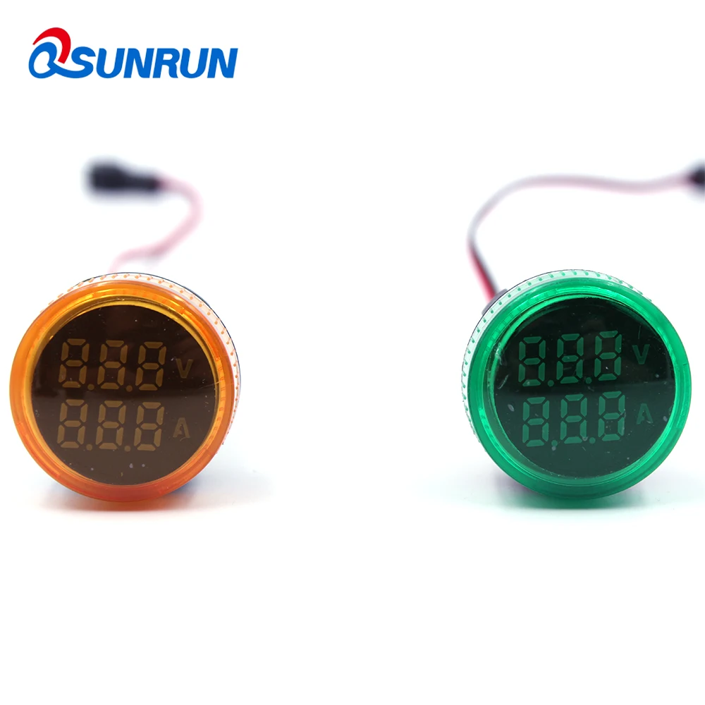 QSUNRUN 1 предмет цифровой Дисплей 22 мм вольтметр с индикатором и амперметр огни Tseter