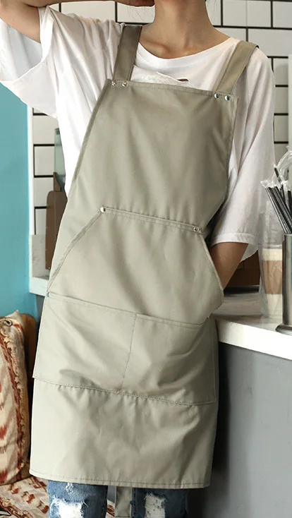 Light grey Новейший кухонный фартук, приготовление пищи работник парикмахер ногтей Кофейня фартуки для официанта h-образный ремень хлопок фартук для женщин и мужчин - Цвет: Light grey