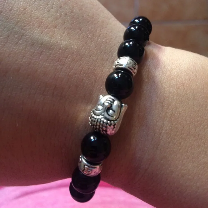 Мужские браслеты в виде Будды коричневые и черные бусины тигровый глаз|tiger eye|bracelet