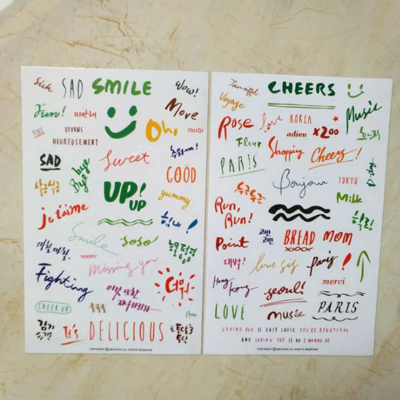 2 листа милые наклейки художественный шрифт прозрачные рождественские украшения