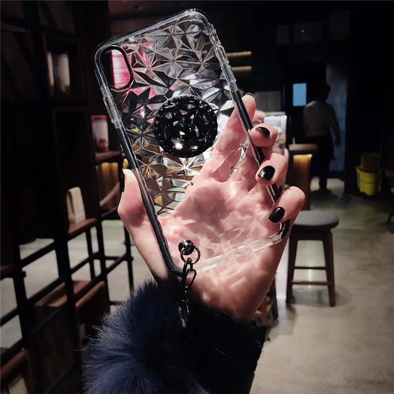 B Роскошный Алмазный милый шнур для волос, мягкий чехол для iphone 7 X XR XS 11 pro MAX 8 6S plus для samsung S10 S8 S9 Note A50 - Цвет: B