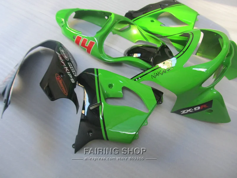 Неокрашенный комплект обтекателей для мотоцикла Kawasaki ZX9R 98 99 зеленых и черных ninja