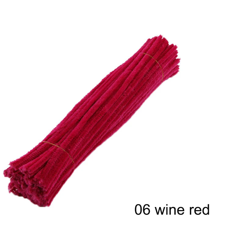 06 wine red 100 шт 30 см стебли синели, очистители труб детские развивающие игрушки ручной работы Красочные шенили Стебли трубы для DIY ремесла поставки - Цвет: 06 wine red