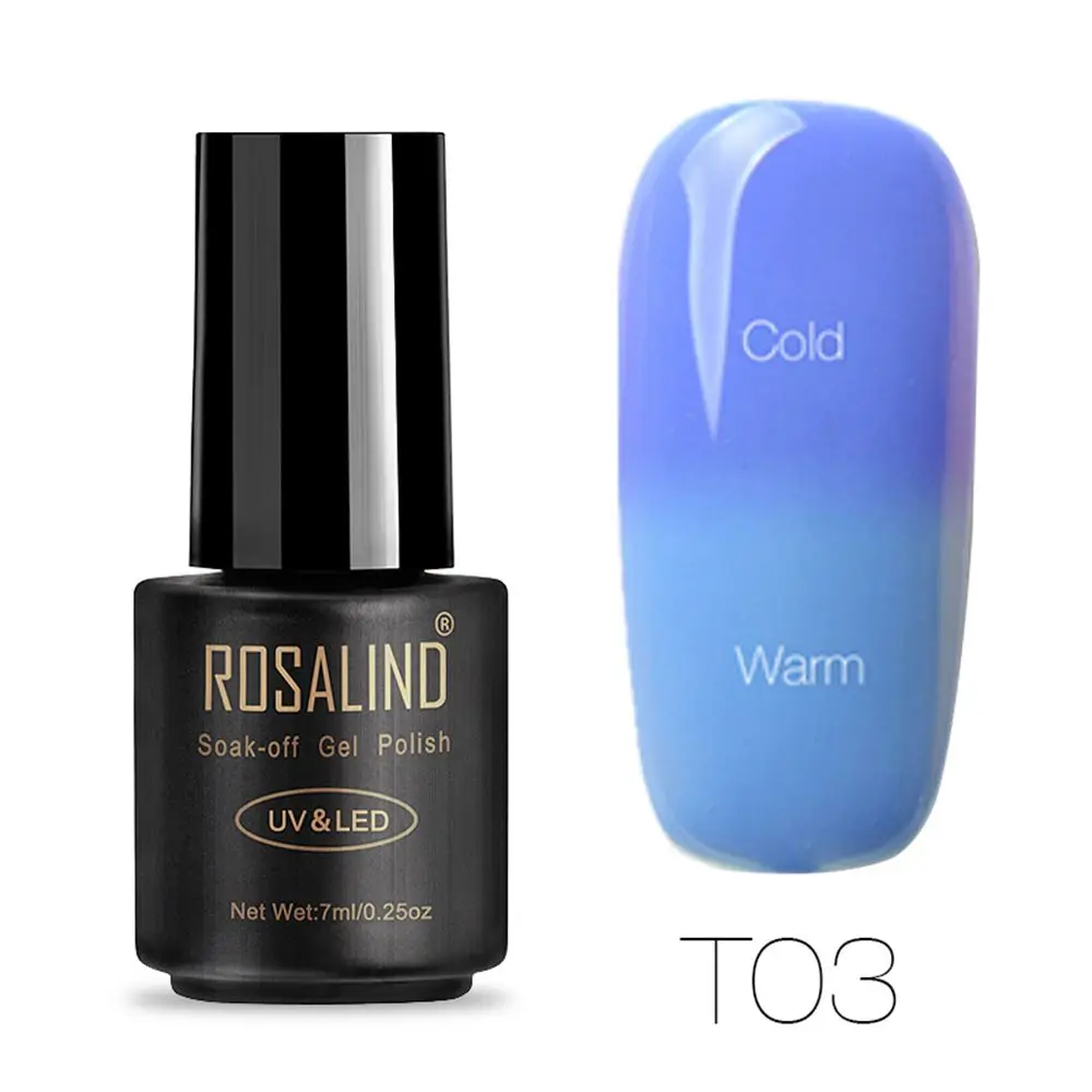 03 ROSALIND, 7 мл, Гель-лак для ногтей, меняющий температуру, гель для ногтей, дизайн ногтей, УФ светодиодный лак для ногтей, качественный Гель-лак для макияжа - Цвет: 03