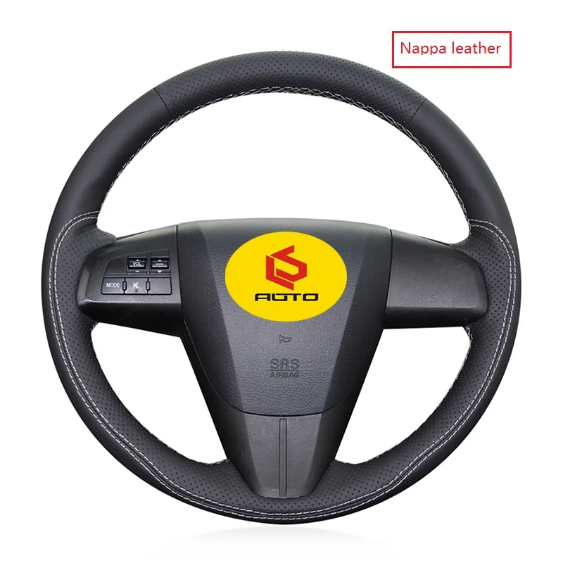 black nappa Оплетка на руль для Mazda 3 Axela 2008-2013 Mazda CX-7 CX7 2010- Mazda 5 2011-2013 для Mazda 6 GH - Название цвета: black nappa