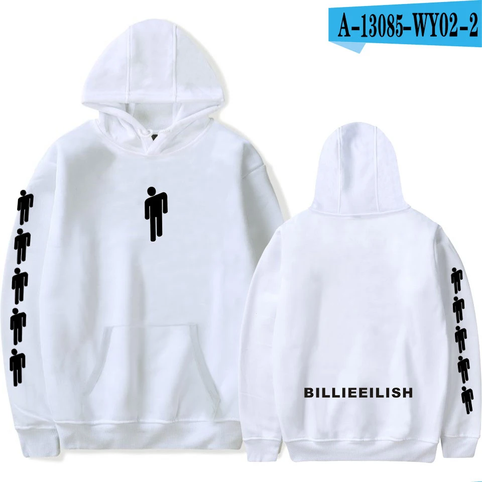 white Модные популярные толстовки с капюшоном Billie Eilish для мужчин/женщин, Зимние Теплые повседневные известные американские певицы Харадзюку Билли эйлиш толстовки, Толстовка - Цвет: white