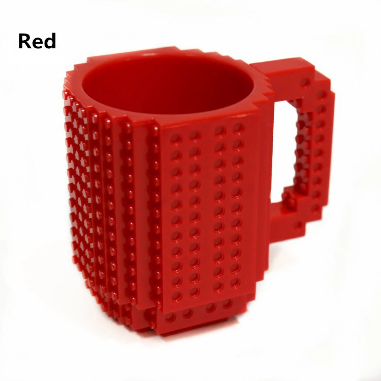 red Конструктор из кирпича для Лего, кружка, сделай сам, объемные блоки, кофейные кружки, 350 мл, креативная посуда для напитков, BPA, кружка, подарки на день рождения, Tazas, чашка с молоком - Цвет: red