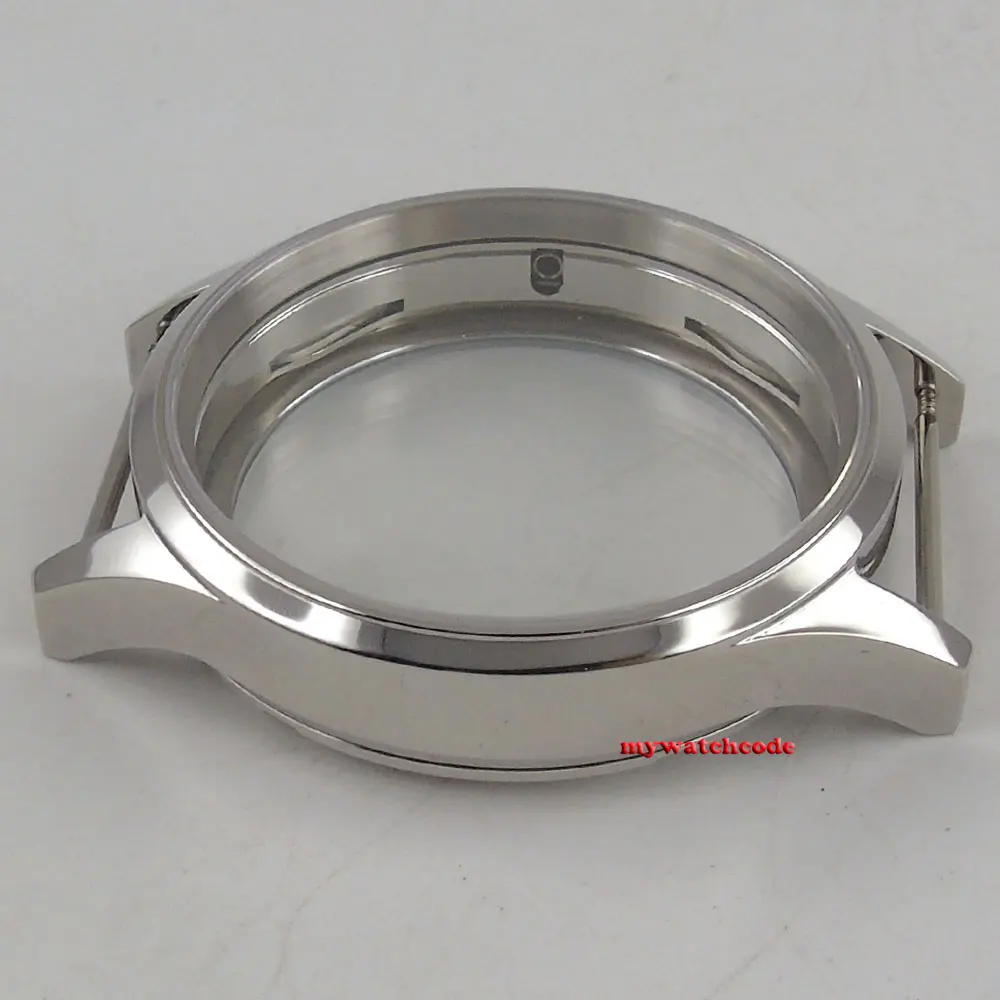 Полированный 43 мм стерильный стальной чехол для часов сапфировое стекло