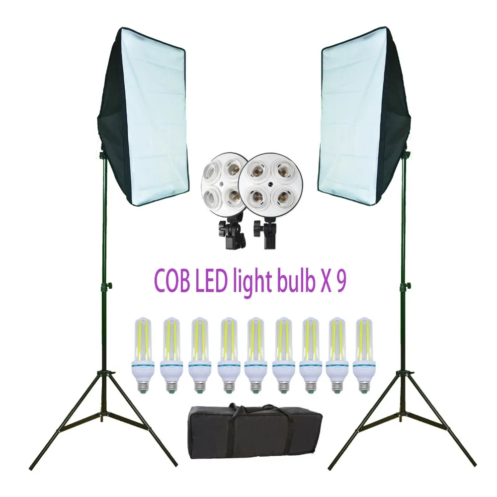Фотография 9LED Softbox Kit Освещение для фотосъемки Комплект распылителей софтбоксов