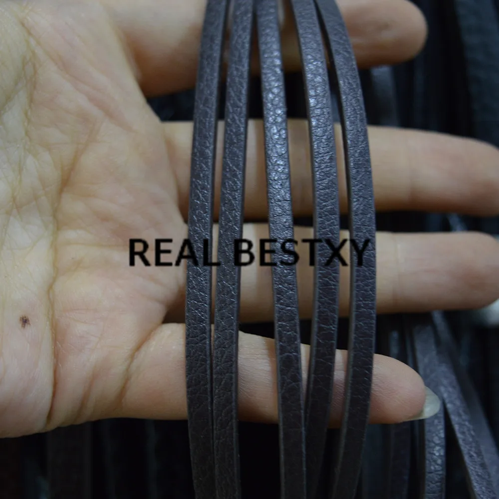Реальный BESTXY 5 м/лот 4*2 мм коричневые плоские кожаные ремни с широким зеркальным