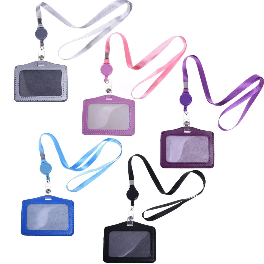 Горизонтальный стиль держатель для карт из искусственной кожи 5 шт. выдвижной