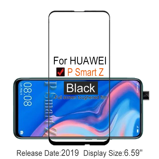 P Smart Z Black 2 шт полное покрытие экрана протектор Закаленное стекло для huawei P Smart Z 6,5" 9 H Защитное стекло для p smart z STK LX1 пленочный чехол - Цвет: P Smart Z Black