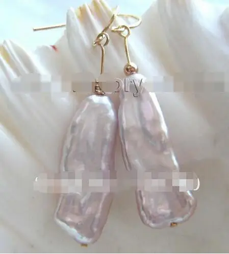 

Selling Jewelry>>Natural 20mm Purple Reborn Keshi Pearl Earrings