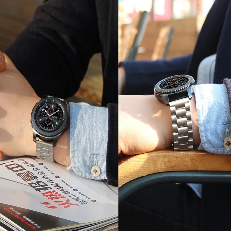 

22mm watch strap For Samsung Galaxy Gear S3 Frontier Watch band 46mm 42mm Classic Stainless Steel bracelet belt amazfit bip belt