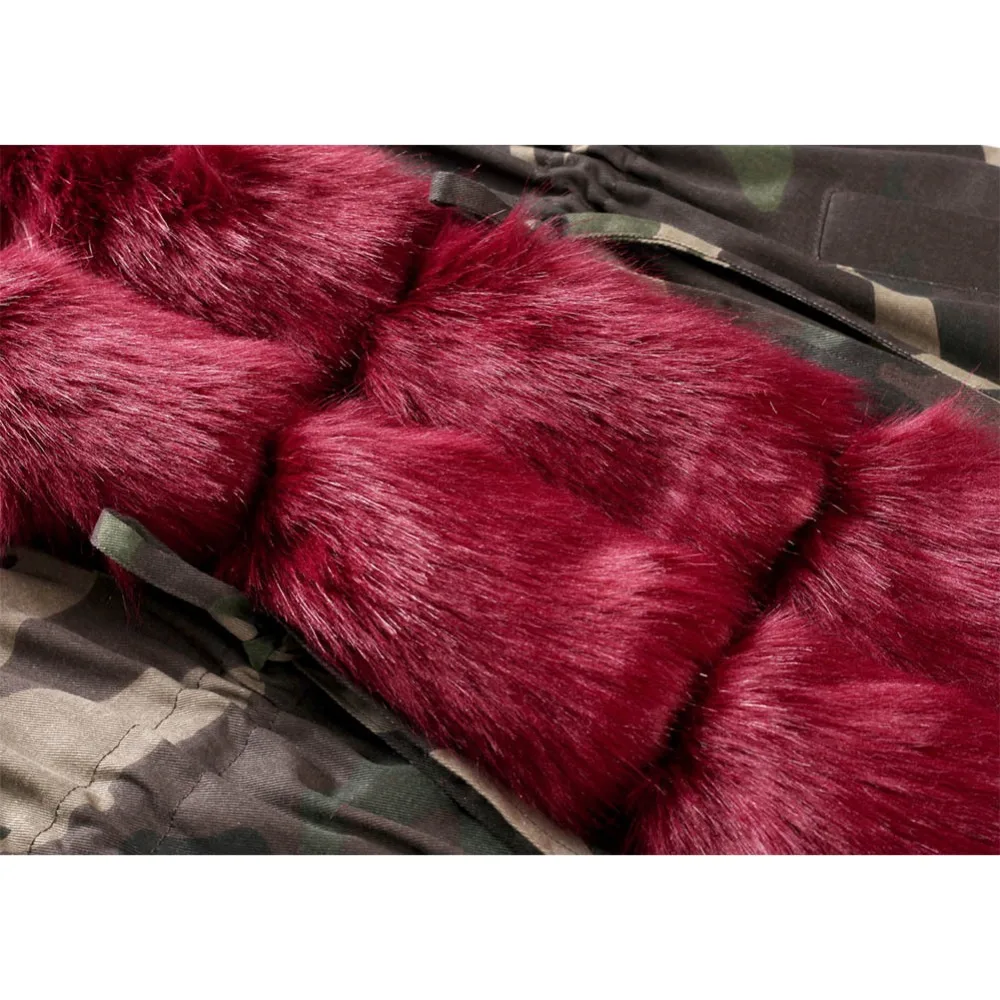 2019 камуфляжное зимнее пальто с мехом и капюшоном Женская куртка хлопковые ватные