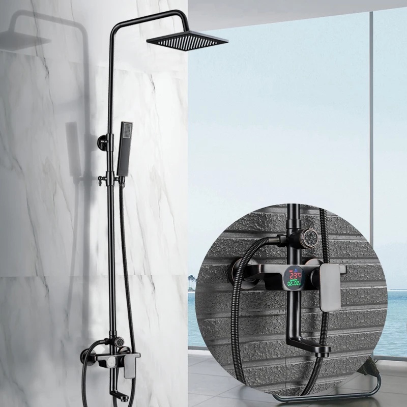 Uythner роскошный черный смеситель для душа 8 &quot ванной комнаты настенный с ручным