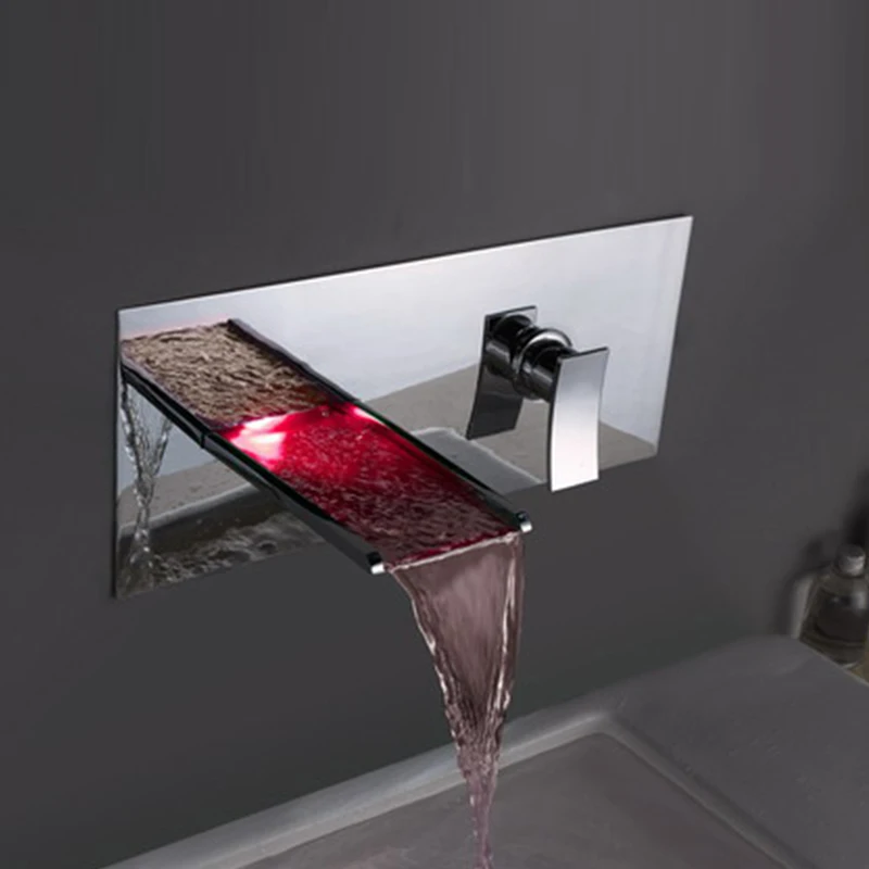 

concealed copper LED falls wall tap faucet
