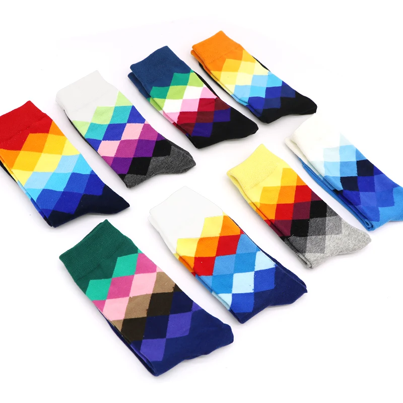 10 пар удобные сжатия Носки для девочек 3D забавные красочные мужчина Геометрия