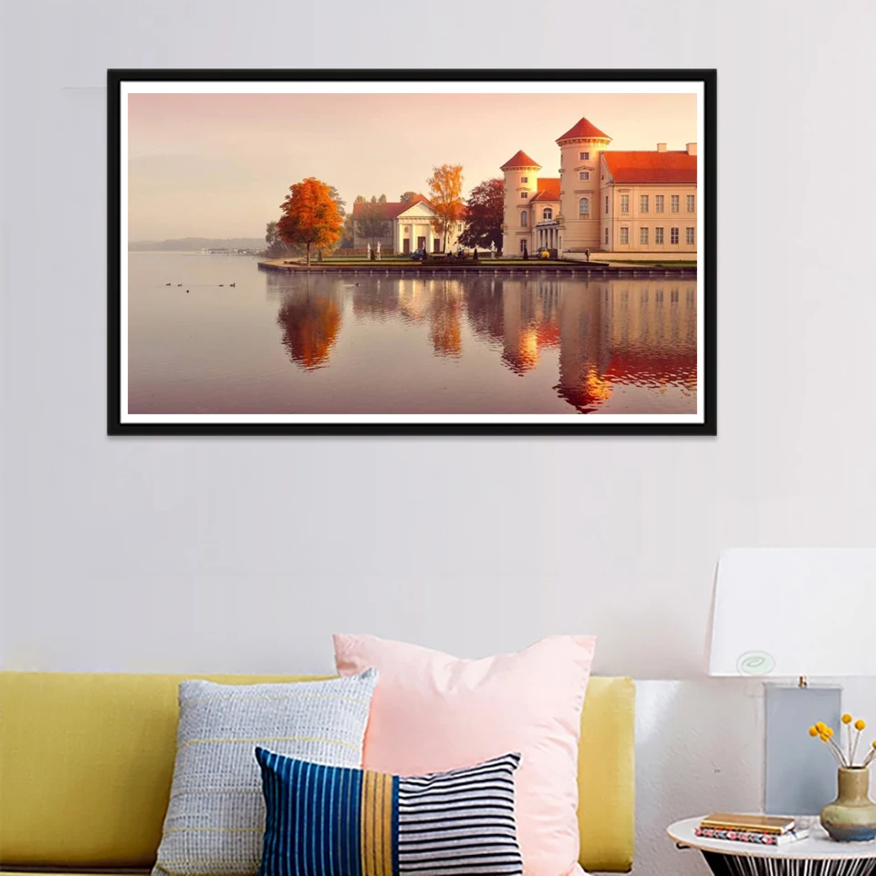 Scenery tree landscape village train DIY Crystal full 5D diamond painting cross stitch kits art mosaic round square rhinestone | Дом и сад