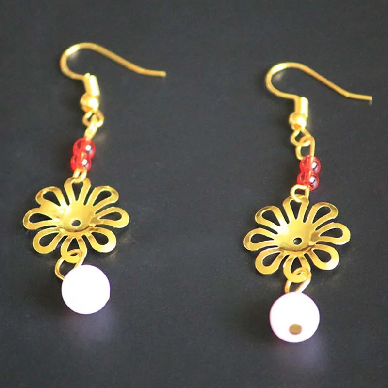 Chinese Gold Long Tassel Hair Stick Hairpins Phoenix Tiaras Earrings Handmade Flower Bridal Jewelry Sets Wedding Accessories LB