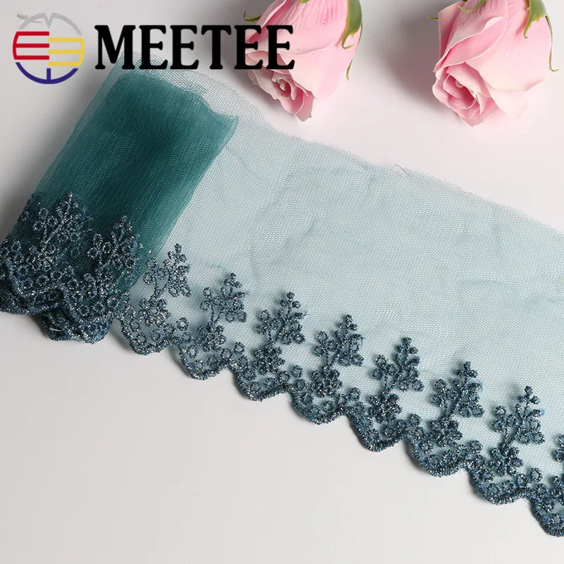 Meetee 5 ярдов 10 см Изысканная Золотая Серебряная шелковая Кружевная Сетка