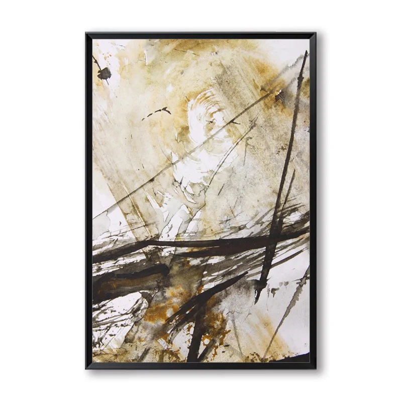 Абстрактная картина А4 брызги желтых серых и розовых чернил Художественная