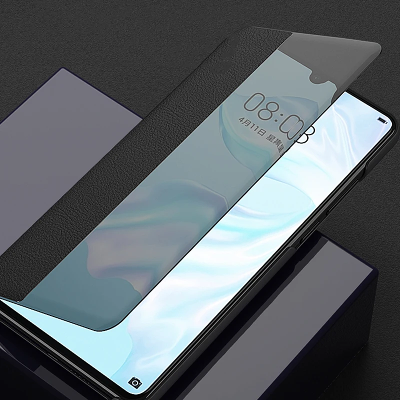 Huawei P30 Pro Чехол зеркало Smart View Услуга сна Кожаный чехол защиты флип чехол для huawei P30 Flip Full чехол для телефона