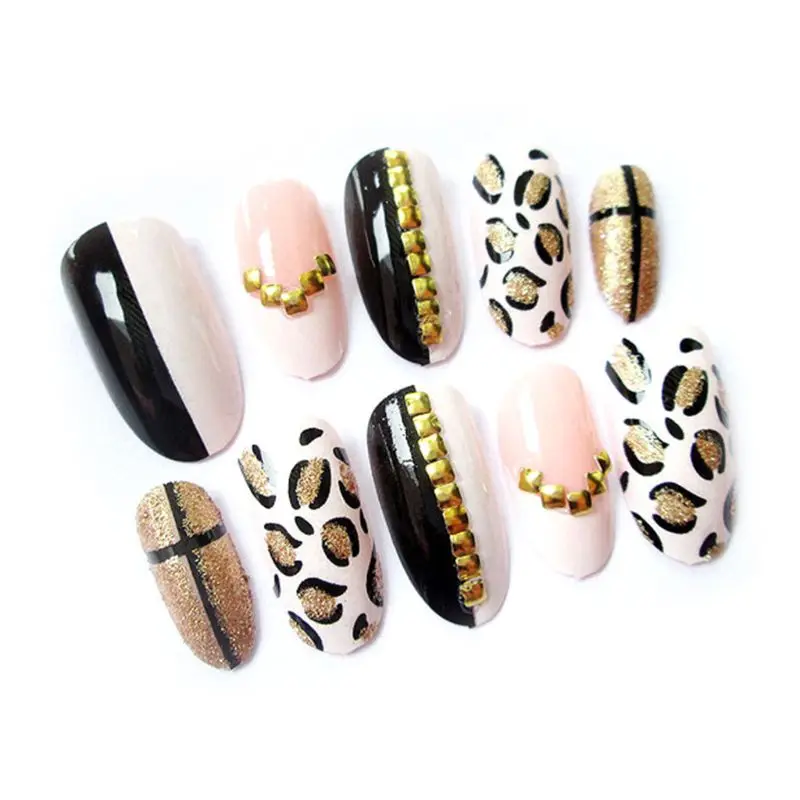 Модные Акриловые накладные ногти 24 шт./компл. трендовые леопардовые дизайнерские