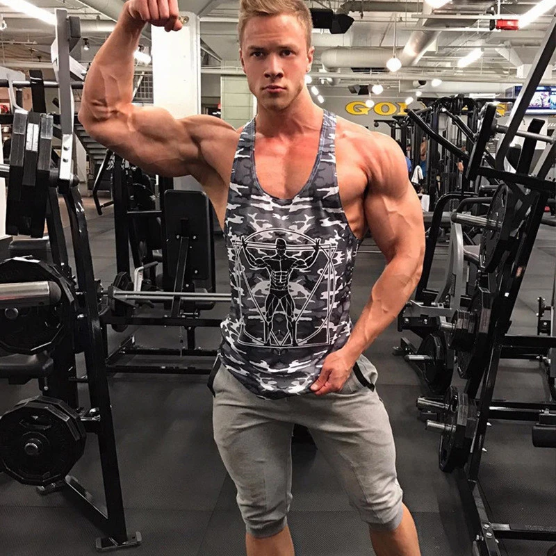 Летняя камуфляжная майка для тренажерных залов Мужская брендовая одежда