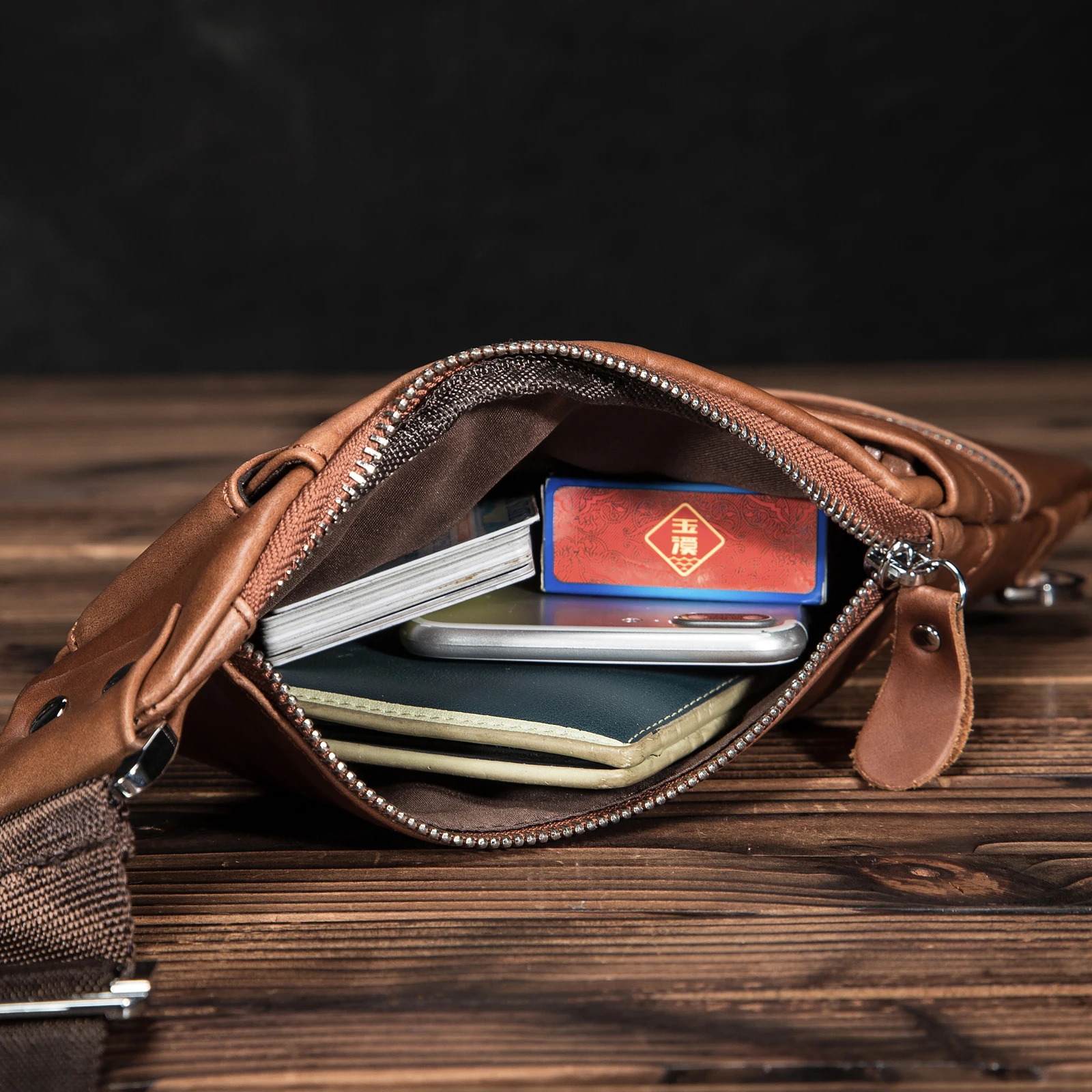 Сумка слинг мужская из высококачественной кожи Повседневная модная нагрудная