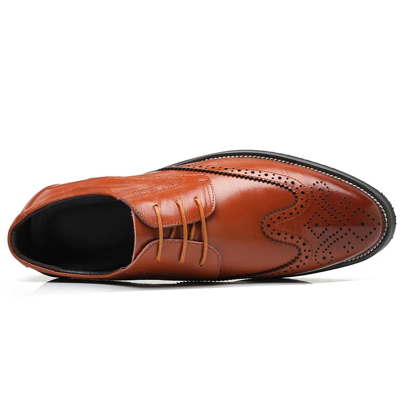 Luxury Genuine Leather Men Shoes Dress Summer Casual Oxfords Male Brogue Shoe Breathable Lace up Flats Chaussure Homme Plus Size | Обувь