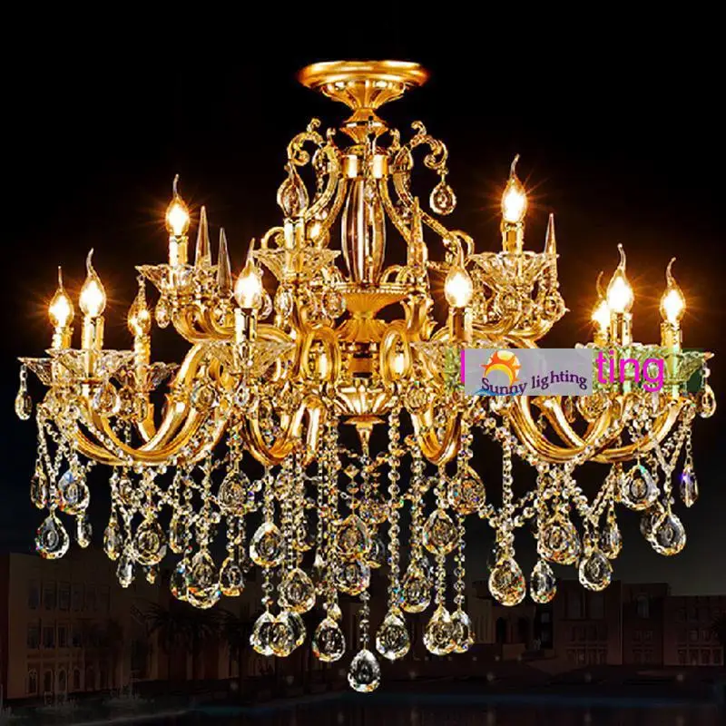 Золотая светодиодная люстра в стиле ретро с 15 ручками желтая алюминиевая