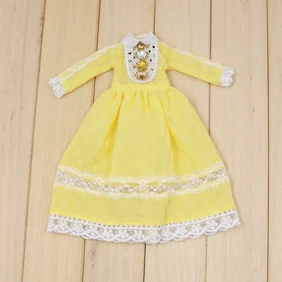 Blyth doll ледяное платье ретро мозаичные украшения платье - Цвет: Цвет: желтый