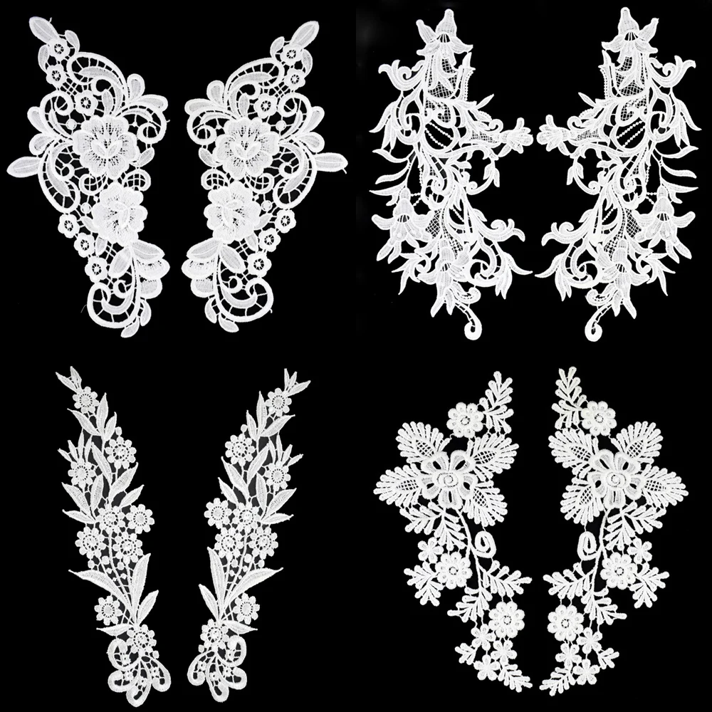 

Vintage White Flower Embroidery Lace Appliqued Fabric Jacquard Ribbon Lace Fabric Sewing Trims Scrapbooking