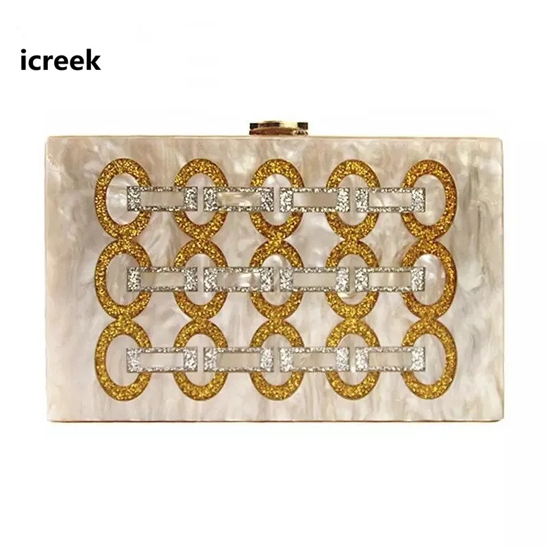 

2019Brand new fashion designer women wallet geometric stitching acrylic evening bag luxury lady clutch purse shoulder chain bag