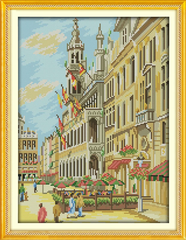 

City street cross stitch kit lanscape modern building 18ct 14ct count canvas stitching embroidery DIY handmade needlework plus