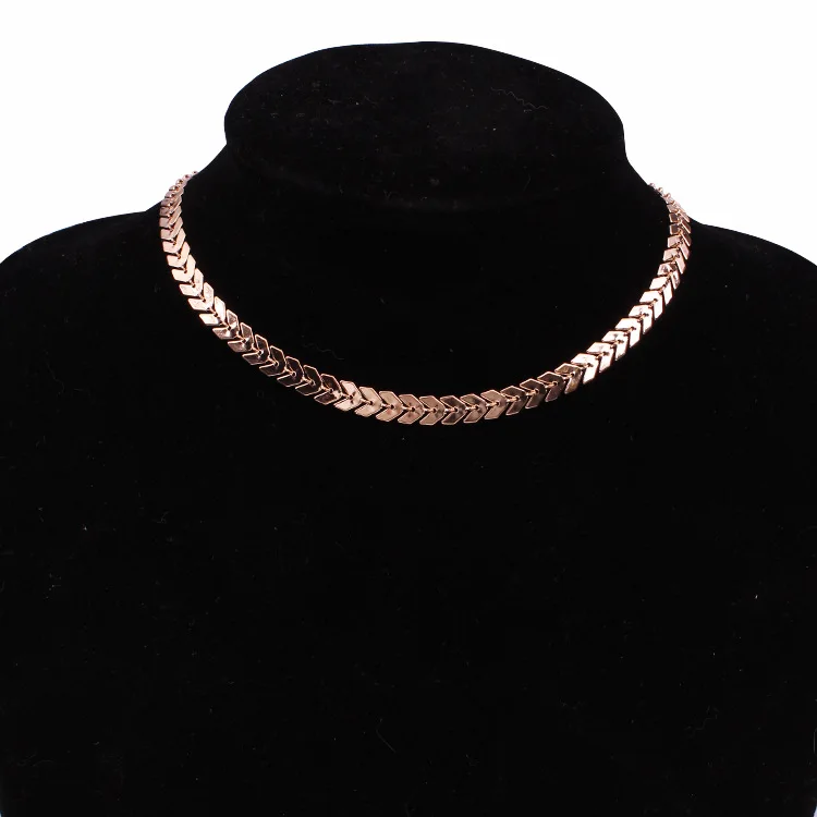 Women's Fashion Fish Bone Chain Sequin Short Necklace - Gold and Silver Clavicle Tatto Chain image 3