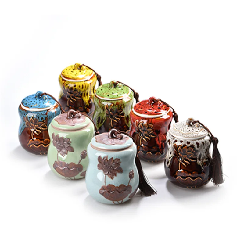 Керамическая чайная банка керамическая посуда герметичная из целадона емкость